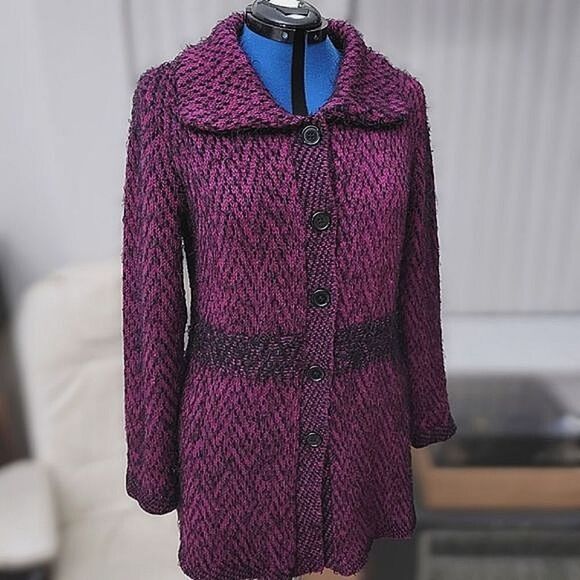 Bailey purple longline fuzzy sweater jacket size M - Picture 1 of 13